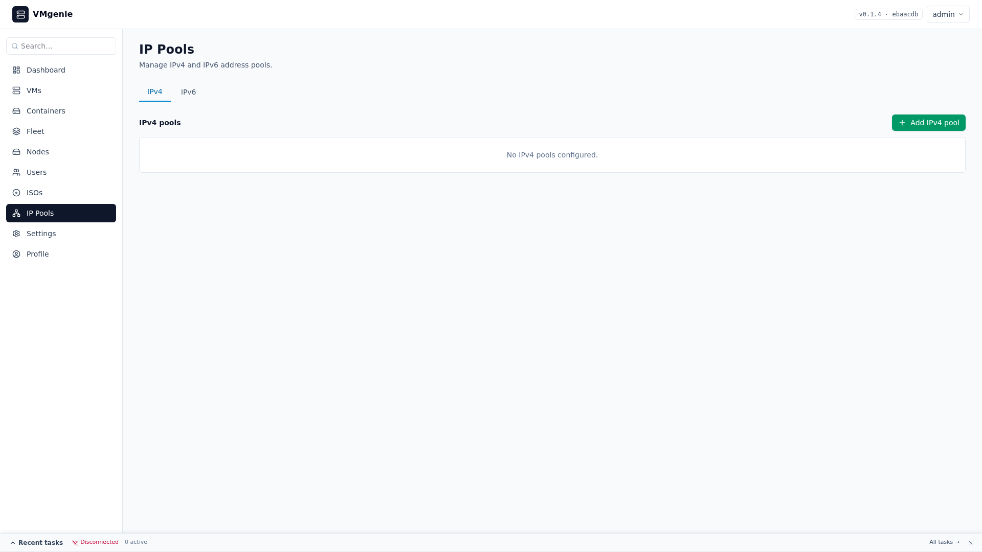 IPv6 settings in VMgenie.
